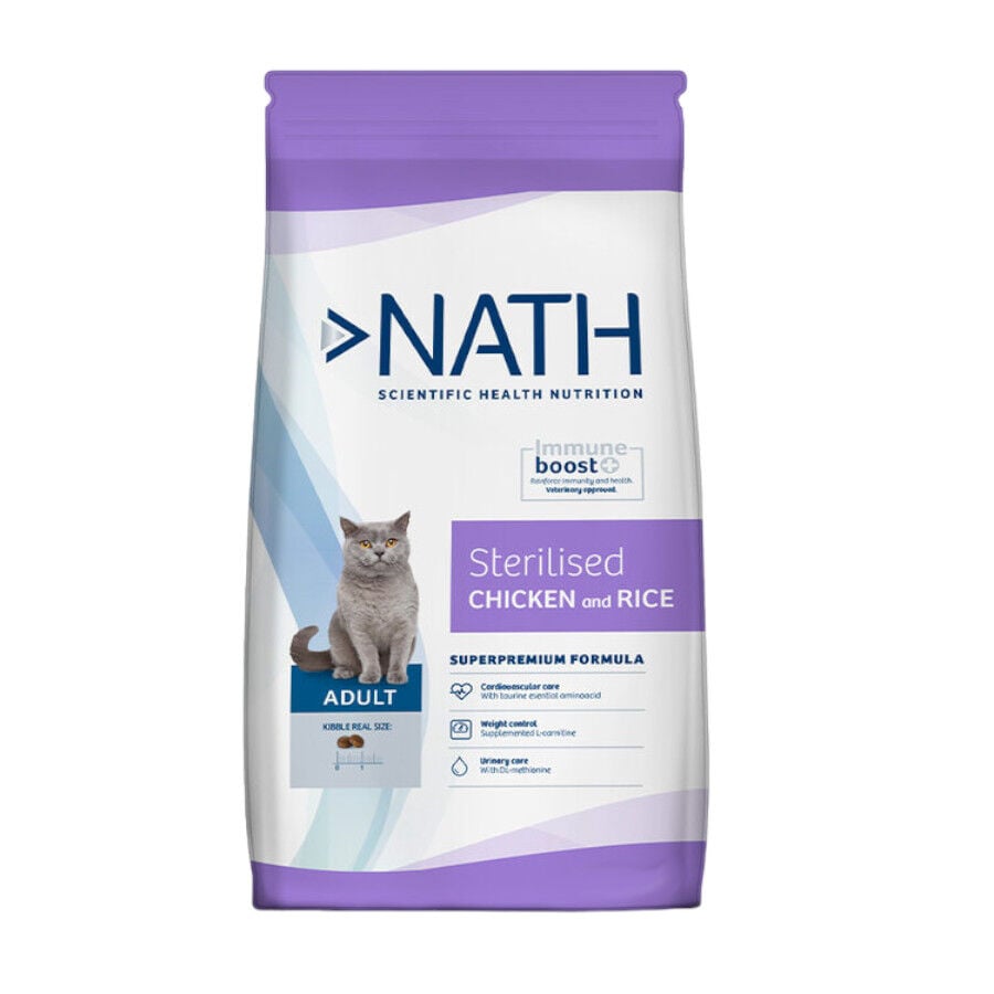 10 kg Nath Adult Sterilised Pollo y Arroz pienso para gatos, , large Imagen numero 1