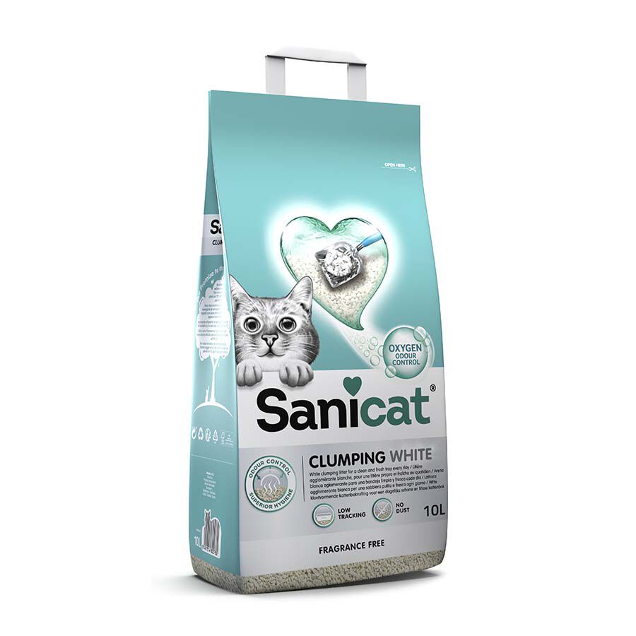 Sanicat Clumping White Arena Blanca Aglomerante sin perfume para gatos