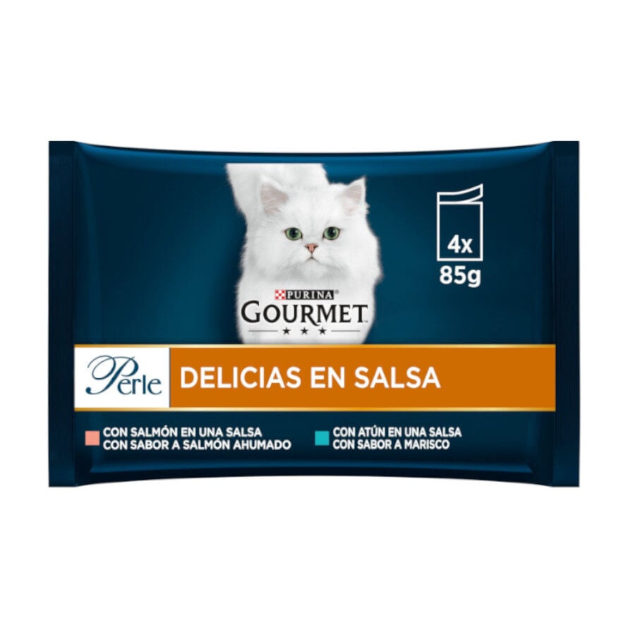 4 sobres x 85 g Gourmet Perle Filetes de Salm&oacute;n y At&uacute;n en salsa sobre para gatos, , large indicador imagen numero 2
