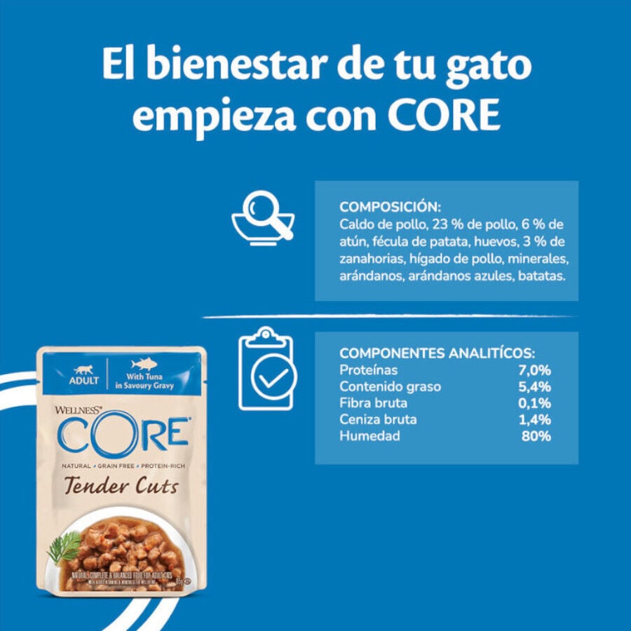 85 g Wellness Core Tender Cuts at&uacute;n sobre en salsa para gatos, , large indicador imagen numero 3