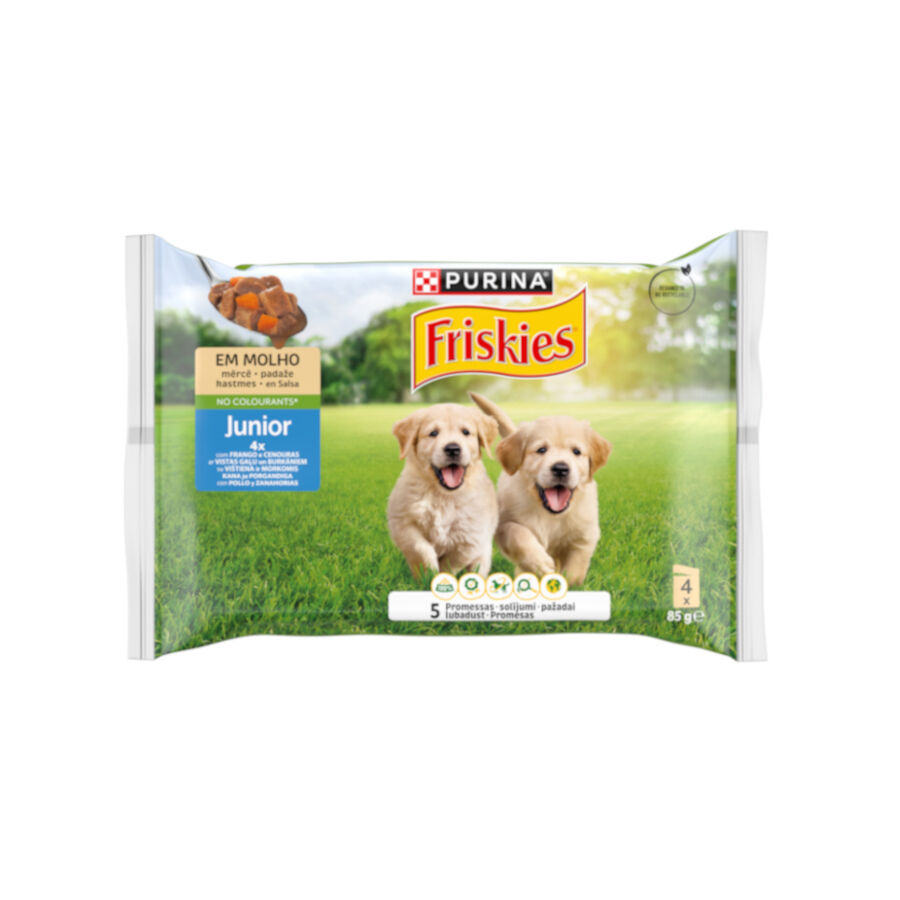 4 sobres x 85 g Purina Friskies Comida Humeda para perros j&oacute;venes, con pollo y zanahoria, , large Imagen numero 1