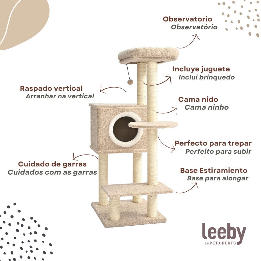 Leeby Boucle Collection &aacute;rbol rascador con cama nido y juguete para gatos, , large indicador imagen numero 3