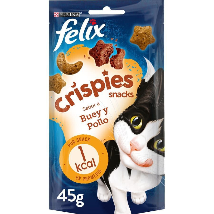 45 g Felix Crispies Buey y Pollo Bocaditos para gatos, , large Imagen numero 1