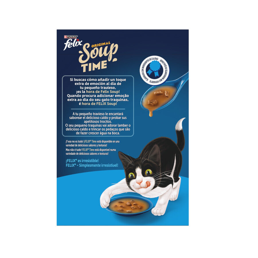 6 x 48 g Felix Cat Sopa de Bacalao At&uacute;n y Solla para gatos, , large indicador imagen numero 2