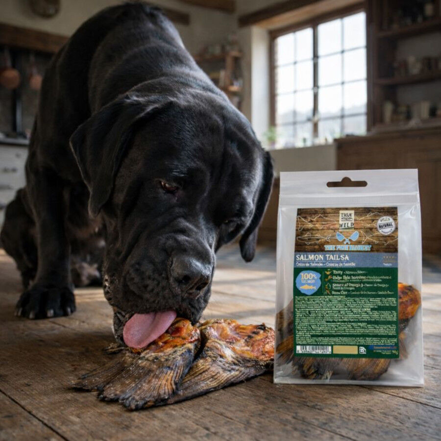 90 g. True Origins Cola de Salm&oacute;n Snack para perros, , large indicador imagen numero 1