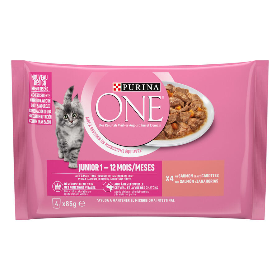 Purina One Junior Salm&oacute;n sobre en salsa para gatos