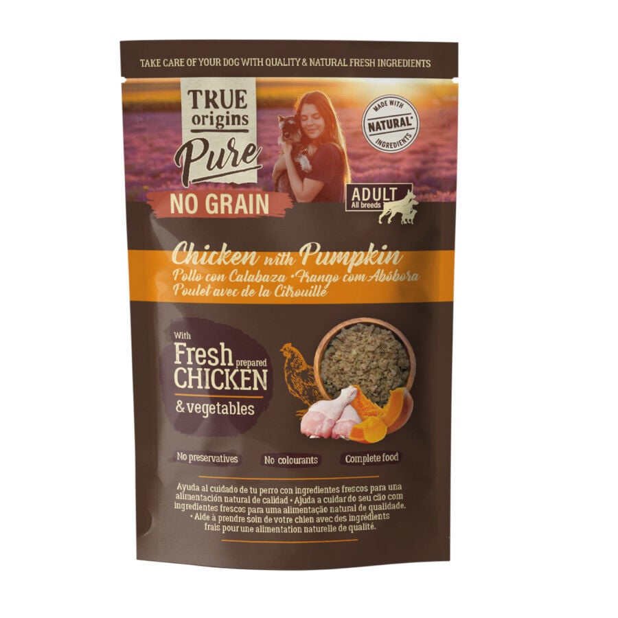 150 g True Origins Pure Pollo con Calabaza sobre para Perros, , large indicador imagen numero 1