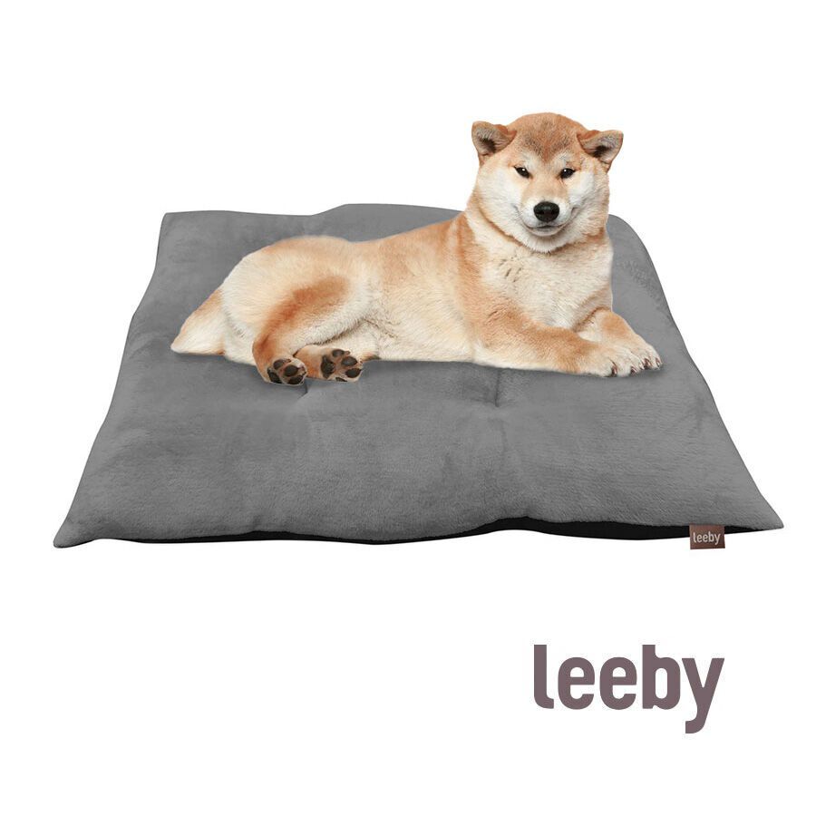 Leeby Coj&iacute;n Acolchado de Terciopelo Gris para perros