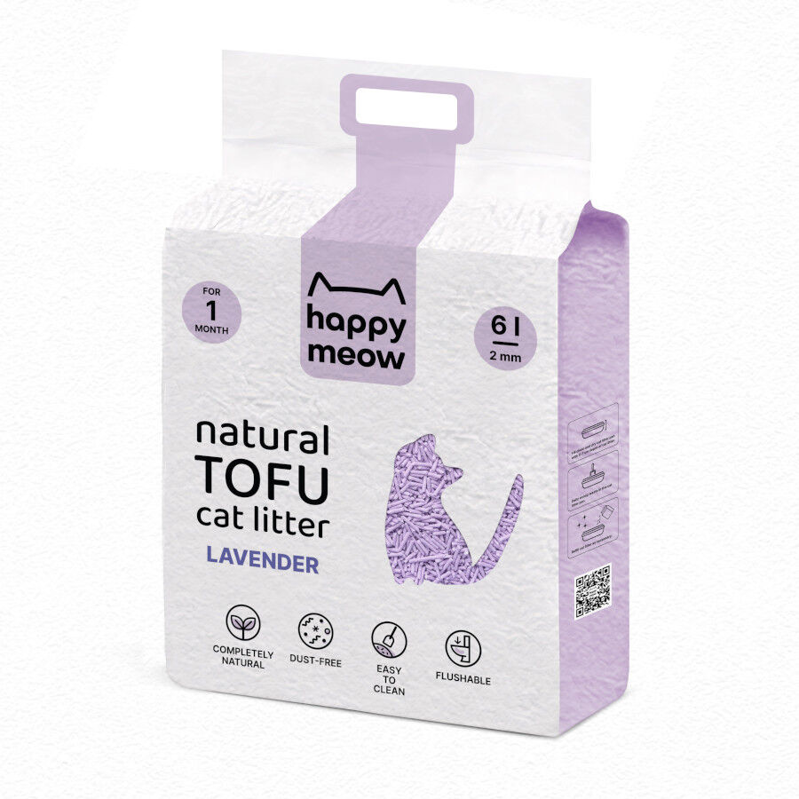 6 L Happy Meow Natural Tofu Aglomerante Lavanda para gatos, , large Imagen numero 2