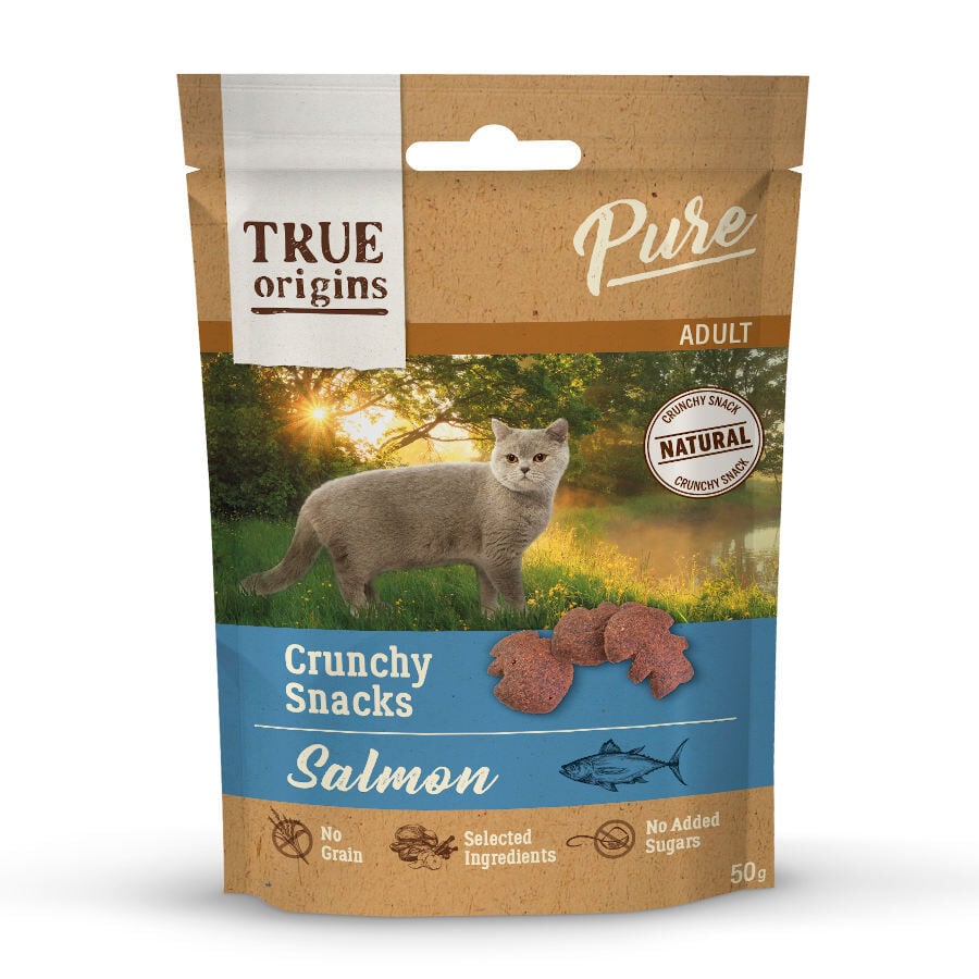 50 g True Origins Pure Bocaditos Adult Crunchy de Salm&oacute;n para gatos, , large indicador imagen numero 1