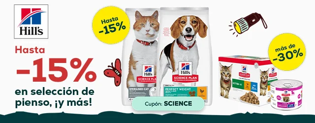 Hill`s: Hasta -15% en selección de pienso para perro, y hasta -33% en selección de packs de húmedo para perro