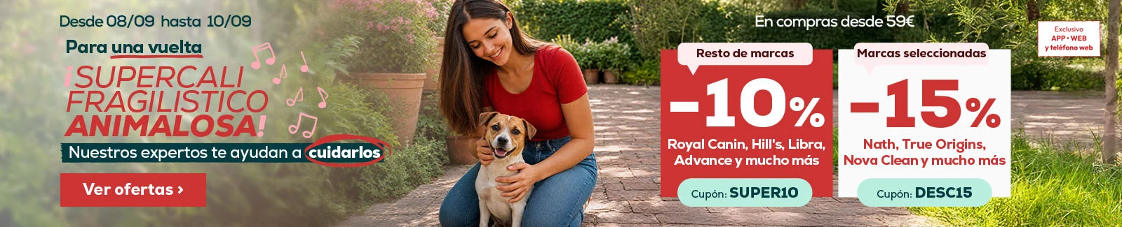 15% descuento en compras desde 59&euro; y 10% descuento en compras superiores a 59&euro;